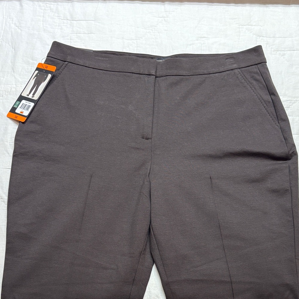 Banana Republic Size 16 Brown Ponte Pant Straight Leg Stretch‎ Dress Slacks NWT